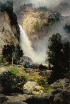 Thomas Moran Painting - Cascade Falls Yosemite Rocky Mountains School Thomas Moran